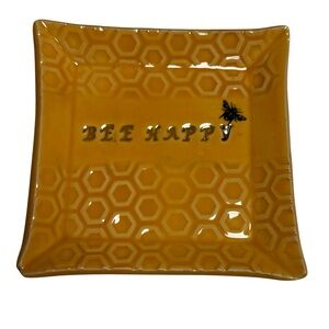 Yellow Bee Happy Decorative Dish